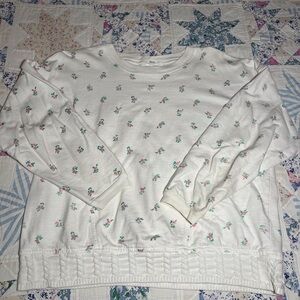 Floral White Sweater